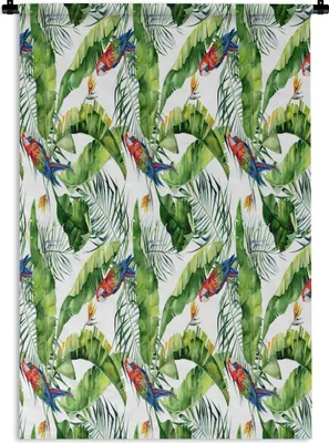 Produktbild von MuchoWow® Wandteppich Wandbehang Blumen - Paradiesvogelpflanze - Papagei 90x135 cm Tapisserie Dekoration Wandtuch - Baumwolle - Wandskulptur