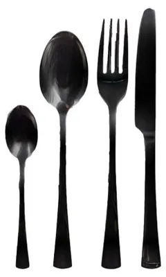 Produktbild von 24-teiliges Besteckset, schwarz glänzend