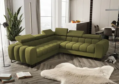 Produktbild von Ecksofa Schlafsofa BASTIEN in Stoff Moly Olivgrün Seite Universal