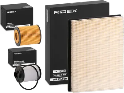 Produktbild von RIDEX Filterset Inspektionspaket Filtersatz für OPEL ZAFIRA B (A05) INSIGNIA Caravan Vectra C Caravan (Z02) Vectra C Limousine (Z02) Signum CC (Z03)
