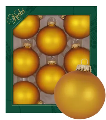 Produktbild von Krebs Glas Lauscha Kugeln im 8er Set - Gold matt - Christbaumschmuck aus Glas - Unifarbende Kugeln - Größe: 7cm - 83304