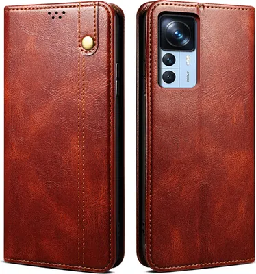 Produktbild von Xiaomi 12T Pro Hülle, Leder Flip Brieftasche Schutzhülle mit Standfunktion für Xiaomi 12T / 12T Pro / Redmi K50 Ultra Rot
