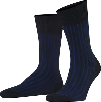 Produktbild von FALKE Herren Socken - Shadow, Strümpfe, Baumwolle, Logo, lang, einfarbig Dunkelblau 43-44