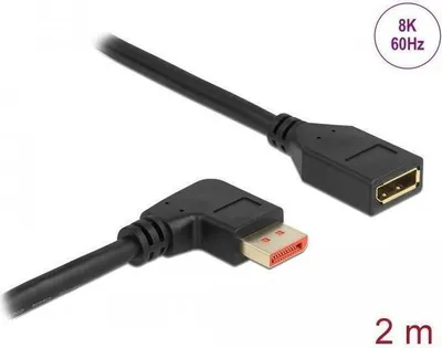 Obrázok produktu pre DELOCK Predlžovací kábel DisplayPort 8K 60 Hz 2 m zástrčka 90° pravý uhol do zásuvky