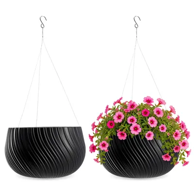 Produktbild von KADAX Hängender Blumentopf für Balkonterrasse, graue, 29,5 cm, KI-generiertes Bild