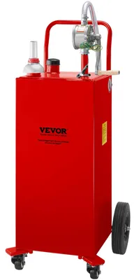 Image de VEVOR Réservoir de carburant de 30 gallons, réservoir de stockage de gaz et 4 roues, avec pompe de transfert manuelle, réservoir de carburant essence-diesel pour voitures, tondeuses à gazon, véhicules tout-terrain, bateaux, etc., rouge