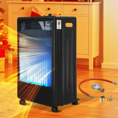 Obrázok produktu pre Izrielar infračervený plynový ohrievač 3800 Watt vrátane hadice a reduktora tlaku, pre plynové fľaše na bután/propán do 15 kg, vrátane euroadaptéra, 42x36x73 cm, na vnútorné použitie