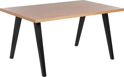 Produktbild von BELIANI Esszimmertisch Heller Holzfarbton 150 x 90 cm Rechteckig Holzoptik für 6 Personen mit Holzbeinen Schwarz Esszimmer Küche Wohnzimmer