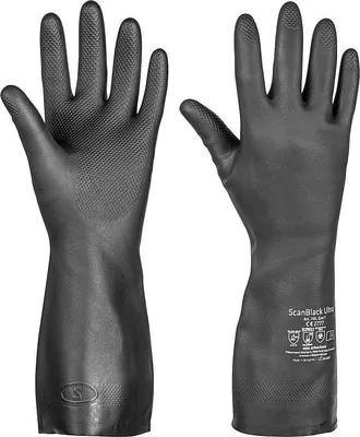 Produktbild von KROMWELL 4SAFE Chemikalienschutzhandschuh Neopren Schwarz