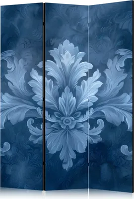 Obrázok produktu pre Jednostranný paraván Kvety 135x172 cm 3-dielny modrý