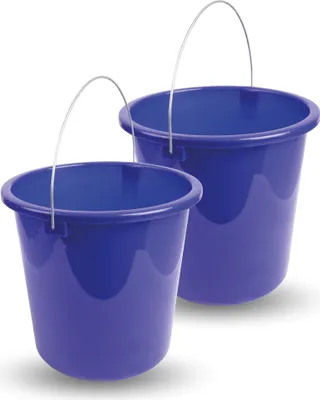 Image de Seau avec anse métallique bleu foncé - 10 litres - pack de 2 ( 2 pièces )