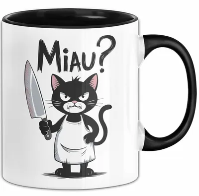 Produktbild von Sarkastische Katze Tasse Geschenk Lustige Geschenkidee Miau (Schwarz)