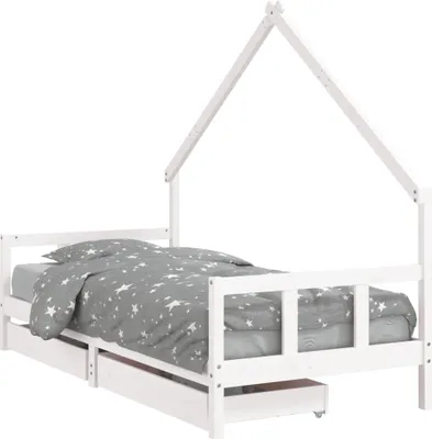 Obrázek produktu pro vidaXL Dětská postýlka se zásuvkami bílá 90x190 cm Masivní borovicové dřevo