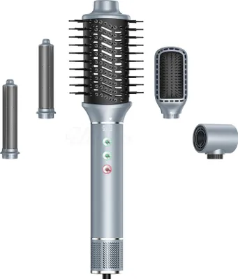 Produktbild von INF Silbergraue Heißluftbürste: Ionen-Haartrockner & Volumizer mit Aufsätzen