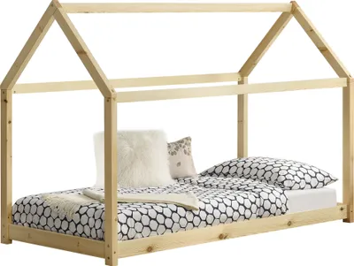 Obrázek produktu pro Dětská postel 80x160cm Dům ze dřeva Přírodní postel Dům pro děti Dětská postel Dětský pokoj Postel z borovicového dřeva Barvy [en.casa]