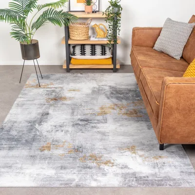 Produktbild von Volero - Moderner Teppich - Strong Grau Gelb - 200x290 cm - Wohnzimmer, Esszimmer, Schlafzimmer - Industrielle, Modern