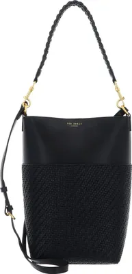 Produktbild von Ted Baker Leder Handtasche Umhängetasche Wyynie Woven Handle Leather Bucket Bag Black schwarz