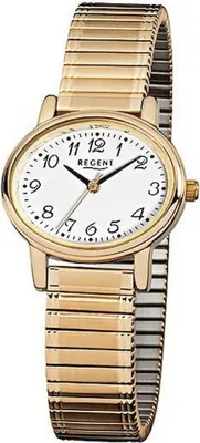 Produktbild von Regent Damen Armbanduhr F-892 Edelstahl gelbgold IP mit Zugband