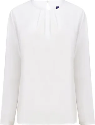 Obrázek produktu pro Henbury - Plisovaná dámská halenka s dlouhým rukávem RW9332 (M) (Bílá)