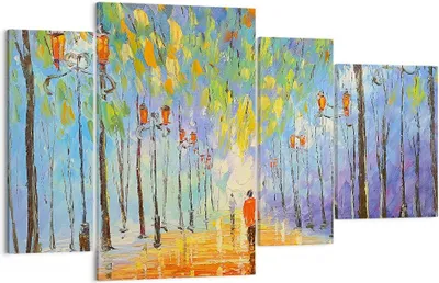 Produktbild von Bild auf Leinwand - Leinwandbild - Park Natur - 120x70cm - Wand Bild - Wanddeko - Wandbilder - Leinwanddruck - Bilder - Kunstdruck - Wanddekoration - Leinwand bilder - Wandkunst - DL120x70-3507