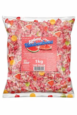 Produktbild von 1kg Kaubonbons Wassermelone einzeln verpackt 140 Stück Kaubonbon Party