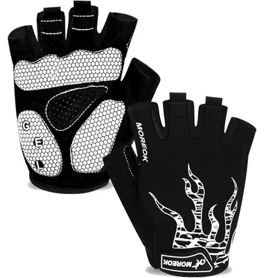 Produktbild von Fahrradhandschuhe Halbfinger Atmungsaktiv SBR Gel Stoßdämpfend Rutschfest Weiß L