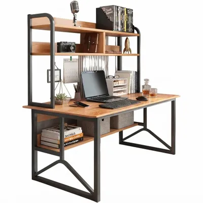 Obrázek produktu pro Počítačový stůl z tmavého buku, 120 cm, robustní, moderní stůl na notebook a hraní her