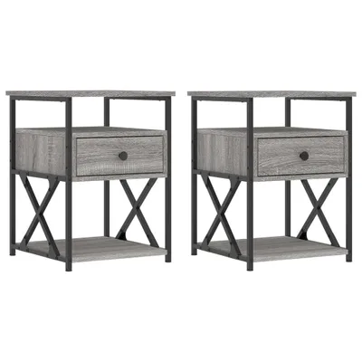 Produktbild von Nachttische 2 Stk. Grau Sonoma 40x42x55 cm Holzwerkstoff