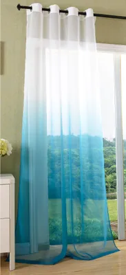 Produktbild von Schal transparent Farbverlauf Vorhang mit Ösen Gardine Voile, 1 Stück 245x140, Türkis, 204202