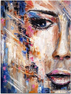 Wandbild Acrylglas Kunst, Abstraktes Frauen Gemälde, Farbe M0057 – 80x60cm