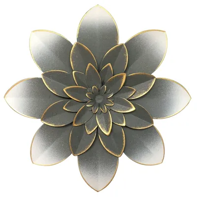 Image de Solidchoice - Décoration murale florale en métal gris, pour intérieur