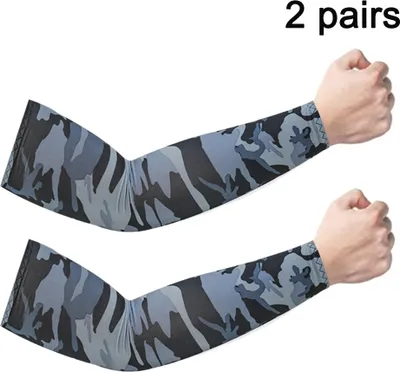 Produktbild von Arm Sleeves Armwärmer Ärmlinge Kompression Bandage rutschfest Anti UV Running Radsport für Damen Herren 2 Paars