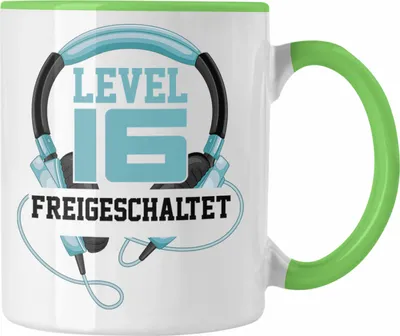 Produktbild von Trendation - 16. Geburtstag Tasse Jungen Jungs Geschenk 16er Geschenkidee 16 Sohn Gamer Zocker Sprüche Lustig (Grün)