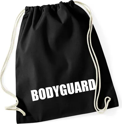 Produktbild von Huuraa Turnbeutel Bodyguard Schriftzug 12 Liter Black Baumwolle Rucksack Geschenkidee