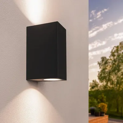 Produktbild von Ledvion 1er Set LED Wandlampe IP54 35W GU10 schwarz dimmbar ohne Lampe 230V