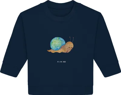 Produktbild von Mr. & Mrs. Panda Organic Baby Pullover Schnecke Sir 24. - 36. Monat - French Navy - Geschenk, Lebensmut, Bullover, Zeit nehmen, Schnecken, Lustige Sprüche, Motivation