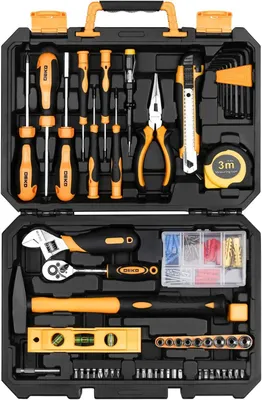 Produktbild von Deko 138-teiliges Werkzeugset, universelle DIY-Handwerkzeuge, Haushaltsbox Plastiklagerfall Männer oder Frauen