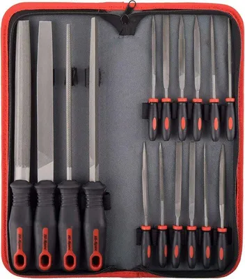 Produktbild von Hochwertiges Feilenset, 16 Feilen aus Kohlenstoffstahl, 200-mm-Feile, Halbrund-, Rund-, Dreiecksfeile, 8 Nadelfeilen für Holz, Metall, Absplitterungen und Keramikbefestigung