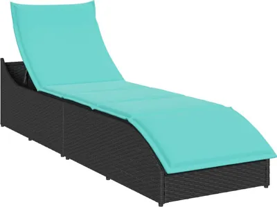 Produktbild von Klappliege mit Auflage und Stauraum Schwarz Poly-Rattan
