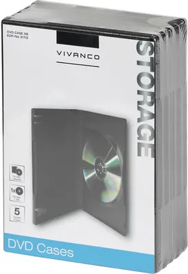 Produktbild von VIVanco™CD DVD Case kompatibel mit allen Discs, robuste Schutzhülle für je 1 CD oder DVD, 5er Pack