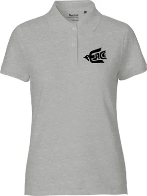 Produktbild von Huuraa Damen Polo Shirt Peace Friedenstaube M Sport Grey Bio Baumwolle Fairtrade Poloshirt Geschenkidee