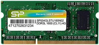 Zdjęcie produktu dla Silicon Power SP004GLSTU160N02, 4 GB, 1 x 4 GB, DDR3L, 1600 MHz, 204-pin SO-DIMM, Zielony