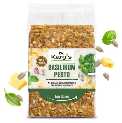 Produktbild von Dr. Kargs Basilikum Pesto Bergkäse und Sonnenblumenkerne 200g 5er Pack