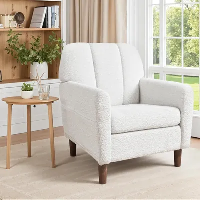 Image de Fauteuil avec accoudoirs, fauteuil moderne pour salon (blanc)