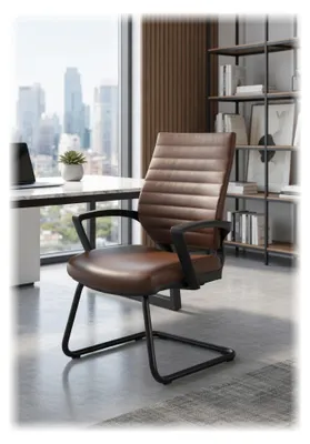 Immagine prodotto di Sedia da ufficio moderna, color marrone, con schienale ergonomico e struttura in metallo