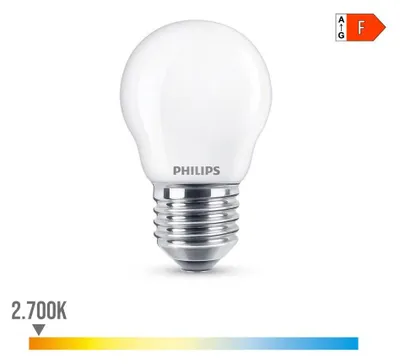 Image de Ampoule Led Sphérique E27 4.3w 470lm 2700k Lumière Chaude ø4.5x8,2cm Philips