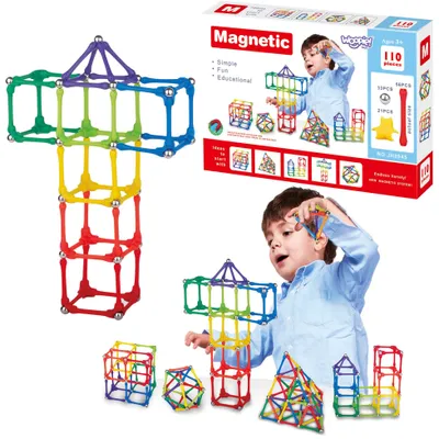 Produktbild von Woopie Magnetische Bauklötze – Kreatives Puzzle, 110 Teile
