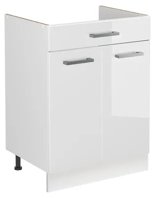Zdjęcie produktu dla Szafka pod zlew Vicco R-Line Biały wysoki połysk/Biały 60 cm bez blatu roboczego, Model 73031