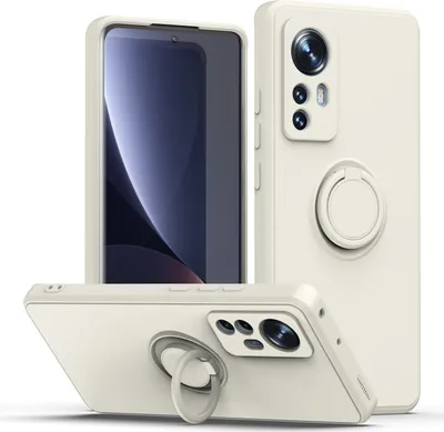 Produktbild von Xiaomi 12 Pro Handyhülle, Ring Halter Ständer Kratzfeste Weiche Silikon schutzhülle für Xiaomi 12 Pro Weiß