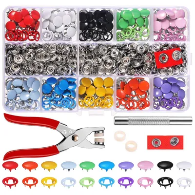 Produktbild von Druckknopf Set mit Zange, 200 Stück Druckknöpfe 9,5 mm, für DIY Basteln Kinderbekleidung Kleidung Taschen